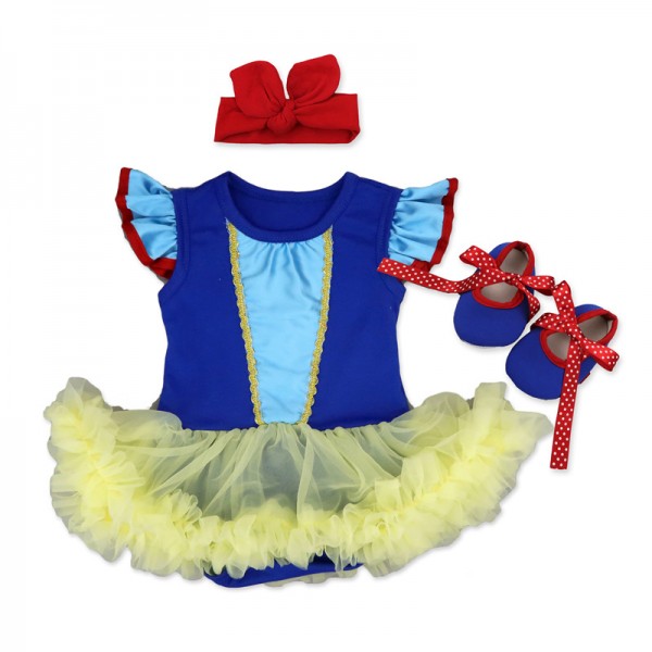 3-Piece Snow White Bodysuit And Tutu Dress Set For 19 - 22 inches Reborn Girls