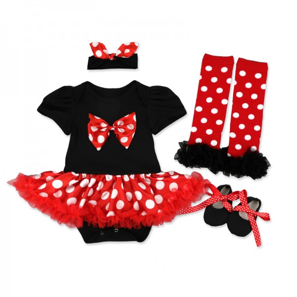 4-Piece Minnie Mouse Bodysuit And Tutu Dress Set For 19 - 22 inches Reborn Girls