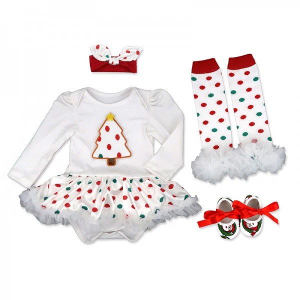 4-Piece Christmas Bodysuit And Tutu Dress Set For 19 - 22 inches Reborn Girls