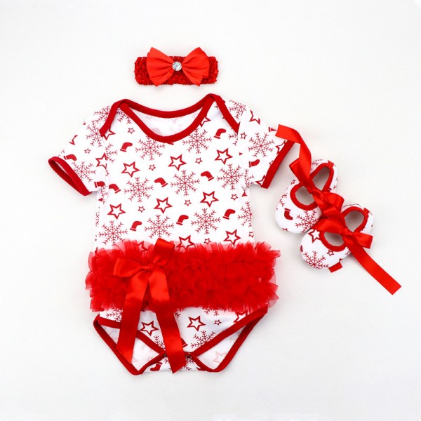 3-Piece Snowflake Bodysuit And Headband Set For 19 - 22 inches Reborn Girls