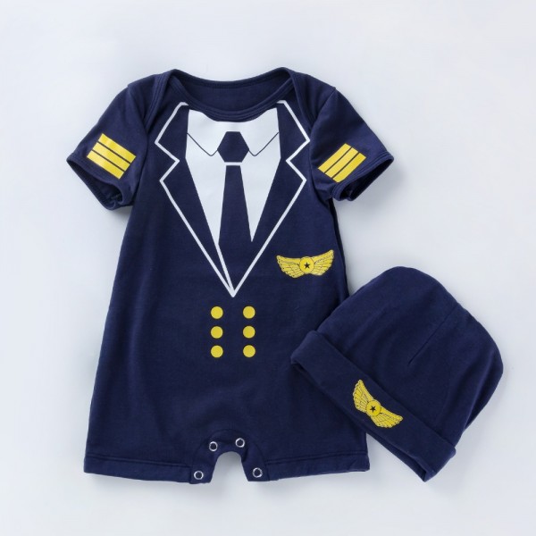 2-Piece Captain Bodysuit And Hat Set For 19 - 22 inches Reborn Boys