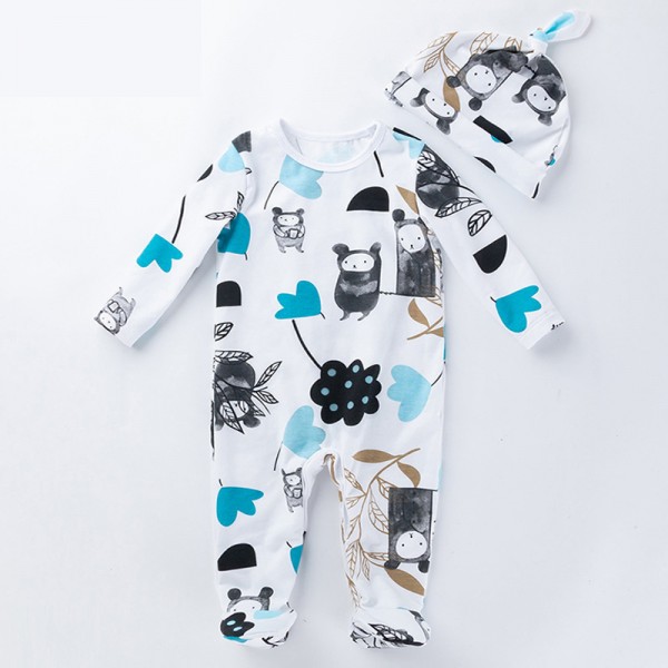 2-Piece Bears Bodysuit And Hat Set For 19 - 22 inches Reborn Boys