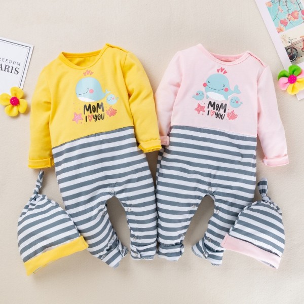 4-Piece Cute Jammies And Hat Set For 19 - 22 inches Reborn Twins