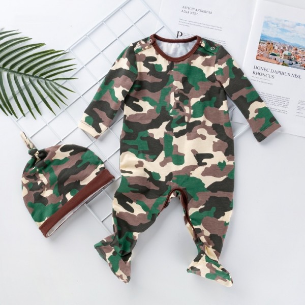 2-Piece Camouflage Jammies And Hat Set For 19 - 22 inches Reborn Boys