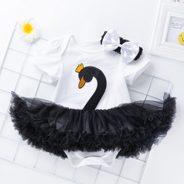 2-Piece Swan Bodysuit And Headband Set For 19 - 22 inches Reborn Girls