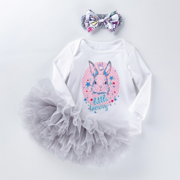 2-Piece Little Bunny Bodysuit And Tutu Set For 19 - 22 inches Reborn Girls