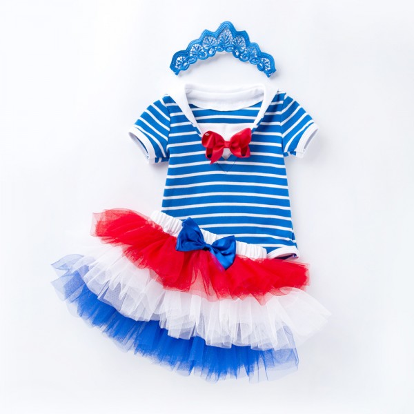 3-Piece Independence Bodysuit And Tutu Set For 19 - 22 inches Reborn Girls