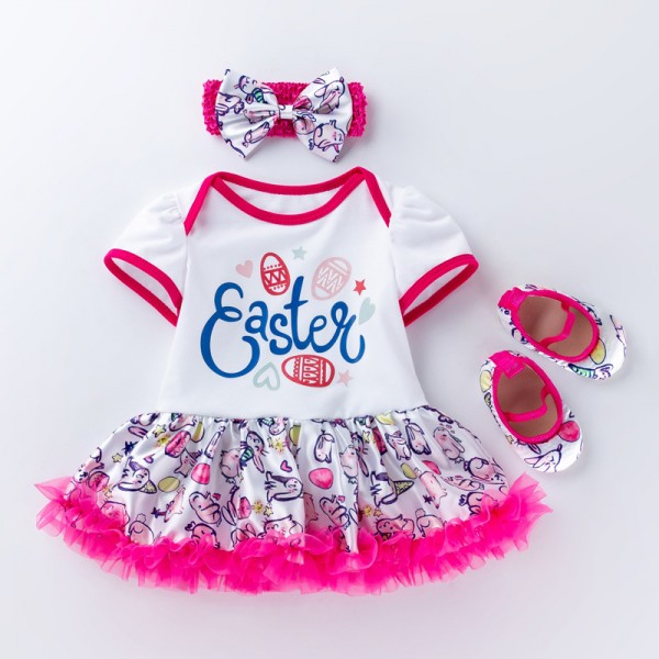 3-Piece Cute Easter Bodysuit And Headband Set For 19 - 22 inches Reborn Girls