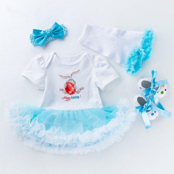 4-Piece Happy Easter Bodysuit And Shoes Set For 19 - 22 inches Reborn Girls