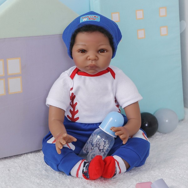 Cute Look Real Baby Doll Handmade Black Newborn Boy Doll 22Inche