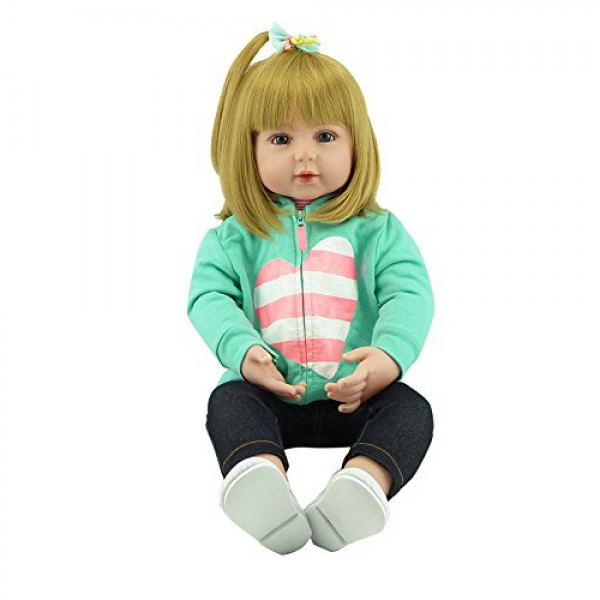 24 inches Silicone Reborn Baby Dolls Vinyl Toys Big Dolls For Girls Baby Dolls With Blond hair