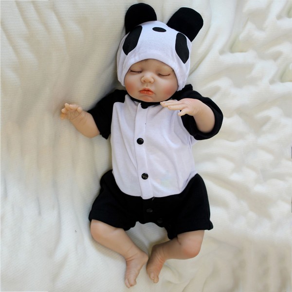 Reborn Baby Dolls Life Like Silicone Realistic Newborn Cute Panda Baby Boy 18inch