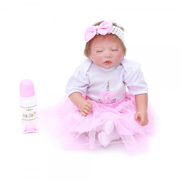 Reborn Sleeping Baby Dolls Lifelike Realistic Silicone PP Cotton Body Girl Doll 20inch