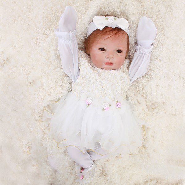 Cute Princess Reborn Baby Doll Lifelike Real Silicone Baby Girl 22inch