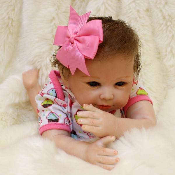 Lifelike Reborn Baby Dolls Newborn Silicone Realistic Mohair Baby Girl 18inch