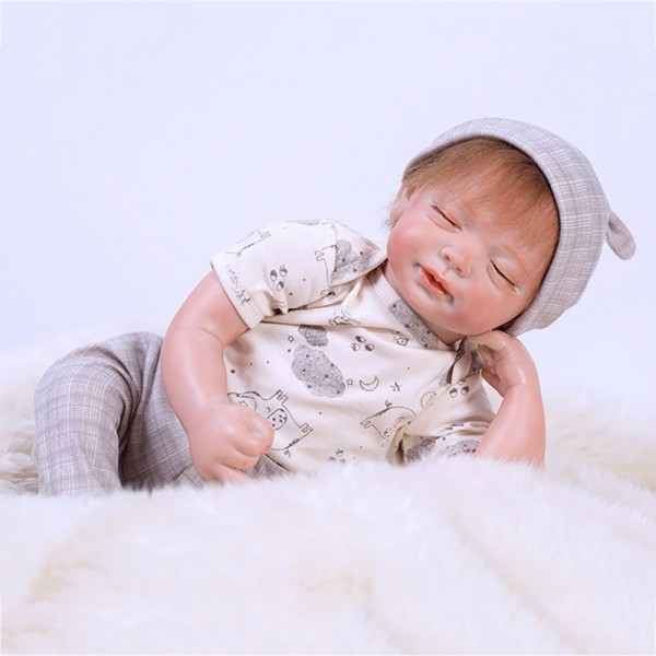Lifelike Sleeping Baby Dolls Realistic Reborn Baby Boy Doll 19inch