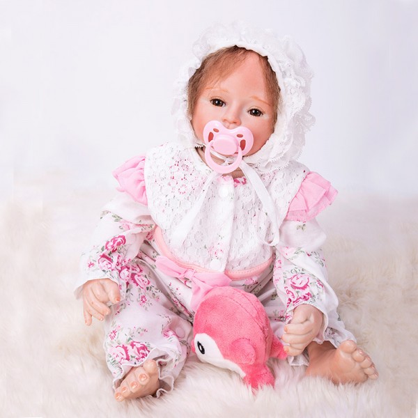 Reborn Baby Doll Lifelike Real Silicone PP Cotton Princess Girl Doll 18inch