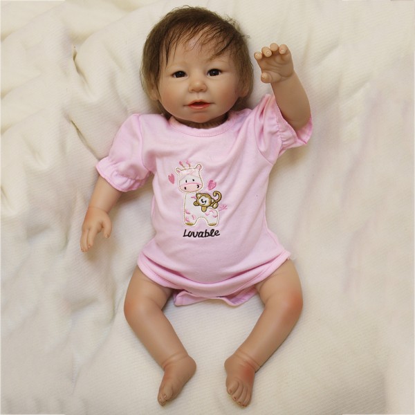 Life Like Reborn Baby Doll Realistic Silicone PP Cotton Pink Girl Doll 20inch