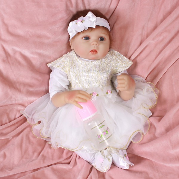 Reborn Baby Doll Girl In Princess Dress Lifelike Silicone Baby Doll 20inch