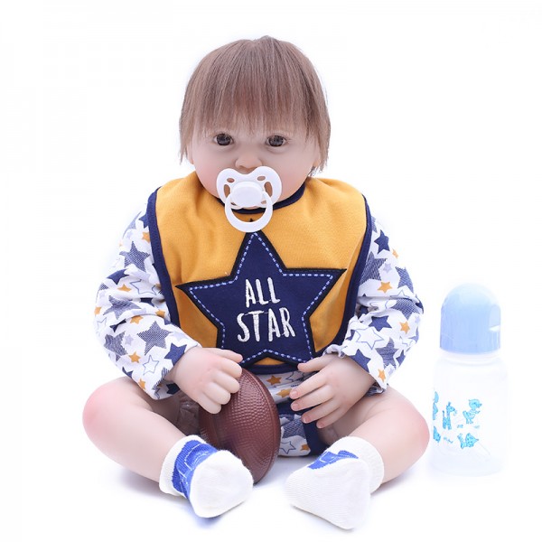Handsome Sport Rugby Style Reborn Boy Doll Silicone Baby Doll 19inch
