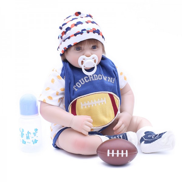 Handsome Reborn Boy Doll In Rugby Clothes Silicone Baby Doll 20inch