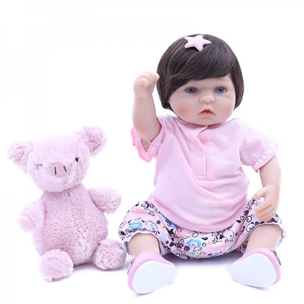 Cute Pretty Girl Doll In Pink Clothes Realistic Silicone Baby Girl Doll 15inch