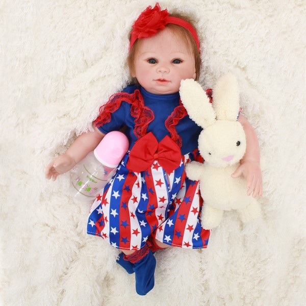 Lifelike Reborn Baby Girl Doll In Dress Silicone Baby Doll 19inch