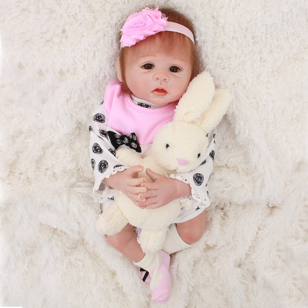 Sweet Reborn Baby Doll Lifelike Poseable Silicone Girl Doll 18inch