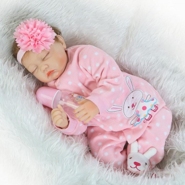 Sleeping Baby Doll Silicone Lifelike Reborn Girl Doll 22inch