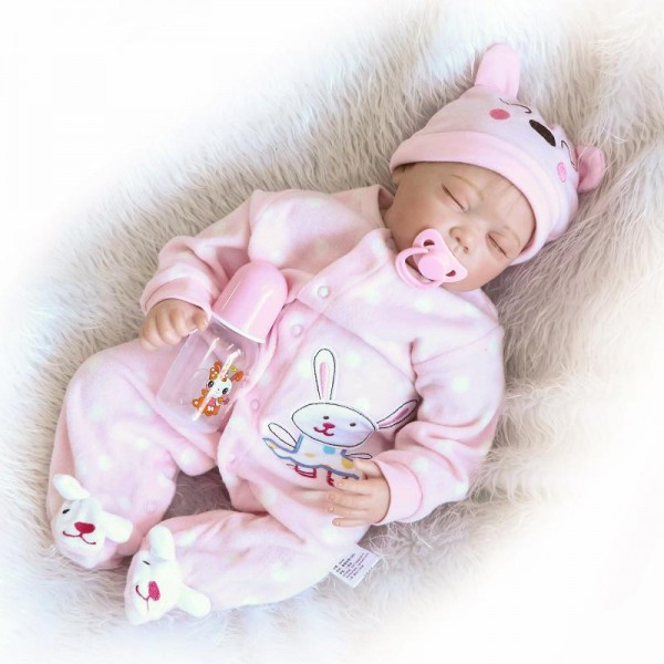 Sleeping Reborn Baby Doll Lifelike Realistic Silicone Girl Doll 22inch