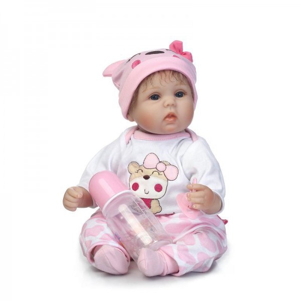 Poseable Reborn Baby Doll Lifelike Silicone Girl Doll 16inch