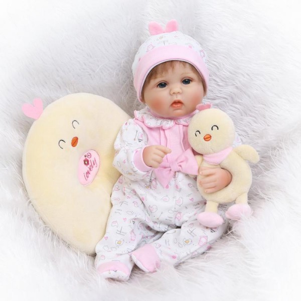 Poseable Reborn Baby Doll Lifelike Realistic Silicone Girl Doll 16.5inch