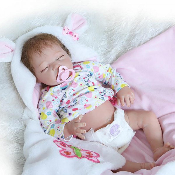 Sleeping Reborn Baby Doll Life Like Realistic Silicone Girl Doll 22inch