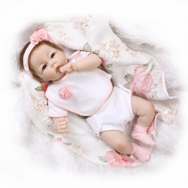 Soft Reborn Girl Doll Lifelike Silicone PP Cotton Baby Doll 20inch