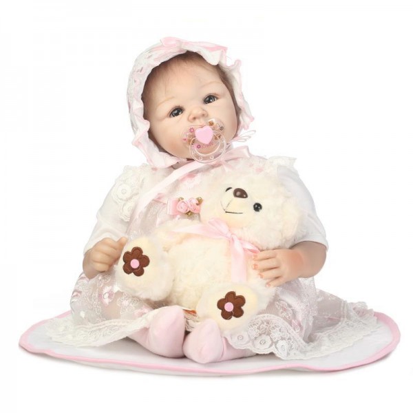 Reborn Baby Girl Doll In Princess Dress Lifelike Silicone Pretty Girl Doll 20inch