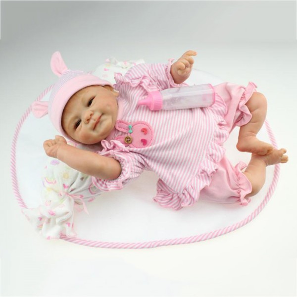 Cute Smile Reborn Baby Doll Realistic Lifelike Newborn Girl Doll 18inch