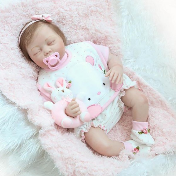 Cute Sleeping Reborn Baby Doll Silicone Lifelike Girl Doll 22inch