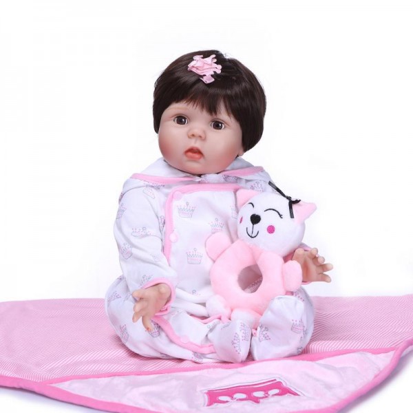 Reborn Girl Doll Lifelike Realistic Silicone Fake Babies 22inch