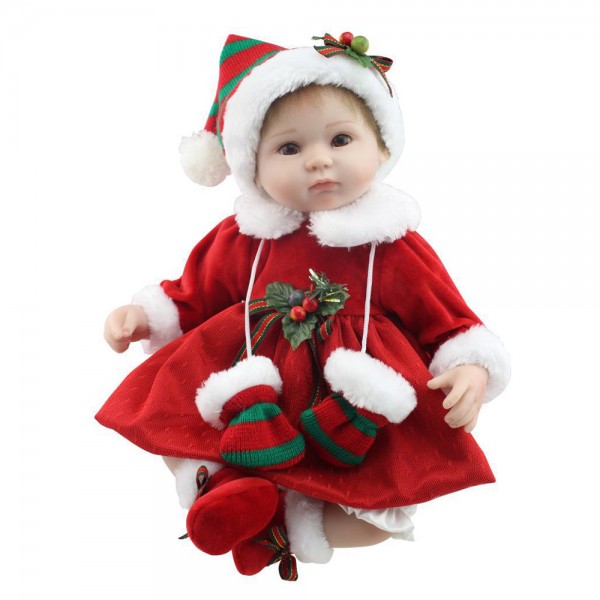 Christmas Reborn Baby Doll Lifelike Silicone Girl Doll 16.5inch