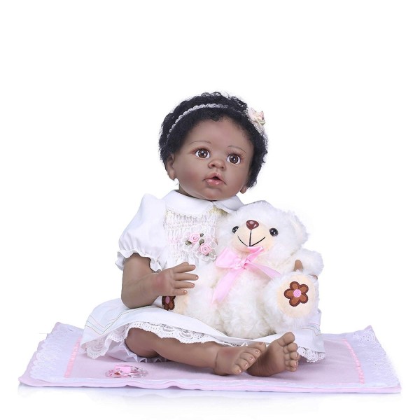 Handmade African American Reborn Baby Girl Lifelike Black Baby Dolls 22 Inches