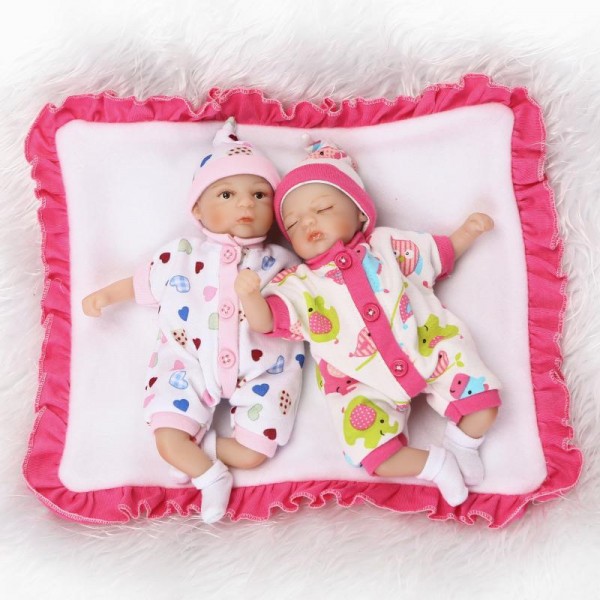Lifelike Reborn Baby Twins Silicone Realistic Boy Girl Doll 8inch