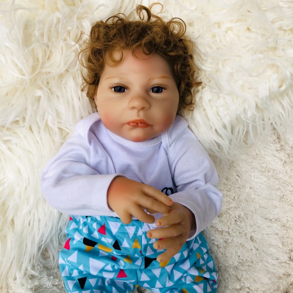 Reborn Baby Boy Doll Lifelike Real Silicone PP Cotton Doll 18inch