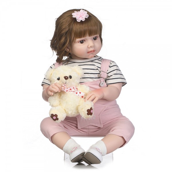 Reborn Toddler Girl Doll Lifelike Silicone Girl Doll 27.5inch