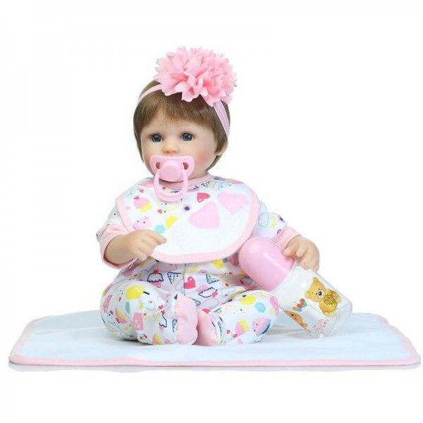 Realistic Reborn Baby Doll Lifelike Soft Silicone Poseable Girl Doll 16inch