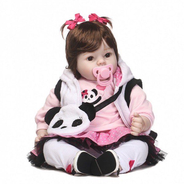 Lifelike Cute Poseable Girl Doll Silicone Realistic Reborn Baby Doll 20inch