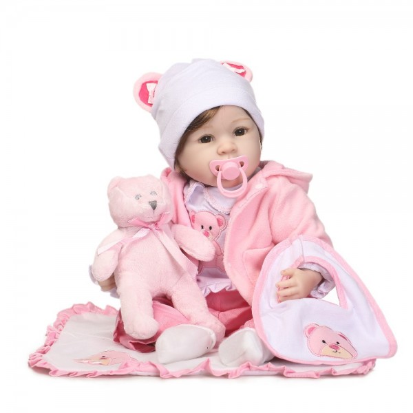 Sweet Reborn Baby Doll Lifelike Realistic Silicone PP Cotton Girl Doll 22inch