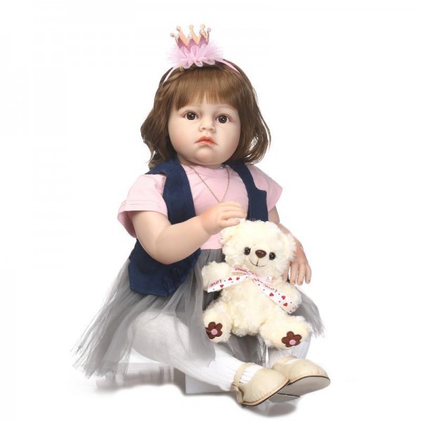 Reborn Toddler Girl Doll Poseable Lifelike Silicone Girl Doll 27.5inch