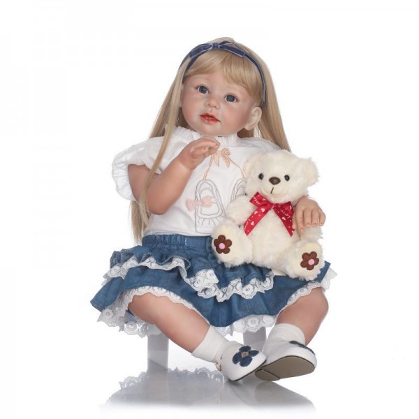 Pretty Reborn Toddler Girl Doll Lifelike Silicone Girl Doll 27.5inch