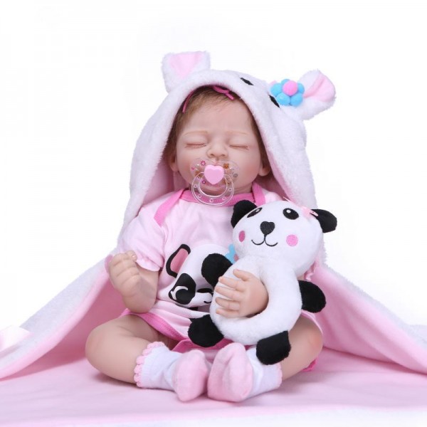 Poseable Sleeping Reborn Baby Doll Lifelike Realistic Silicone Girl Doll 20inch