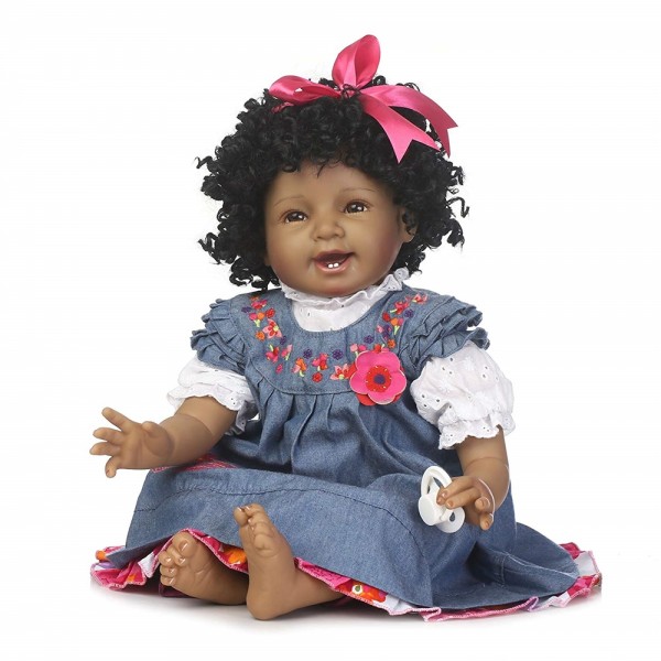 Realistic Black Doll African American Black Reborn baby Doll Girl 22inch